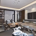 Light Luxury Open Dining And Living Room With Elegant Chinese Style Interior Decoration