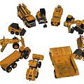 Yellow Utility Vehicles For Construction Including Excavators Trucks Loaders And Dumpers