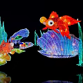 Illuminated Landscape Sculptures With Colorful Fish Seashell And Green Seagrass Lights