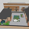 Traditional Courtyard Garden Design With Lush Trees Green Plants And Stone Decorations