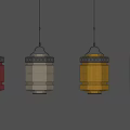 Colorful Traditional Hanging Lanterns in Red White Yellow Green for Decorative Use