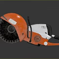 Orange And White Portable Cut Off Machine With Circular Saw Blade And Black Handle