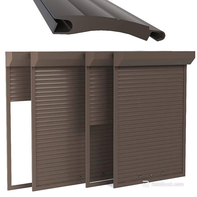 Public Facility Roll Up Door With Brown Striped Exterior And Security 3d model 