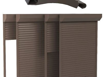 Public Facility Roll Up Door With Brown Striped Exterior And Security 3d model