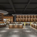 Modern Specialty Store Interior Design With Shelves Display Cabinets And Pendant Lighting