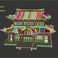 Traditional Chinese Two Story Wooden Architecture With Tiled Roof And Decorative Eaves