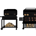 Portable Outdoor Wood Fired Grills With Stainless Steel Structure And Firewood Storage