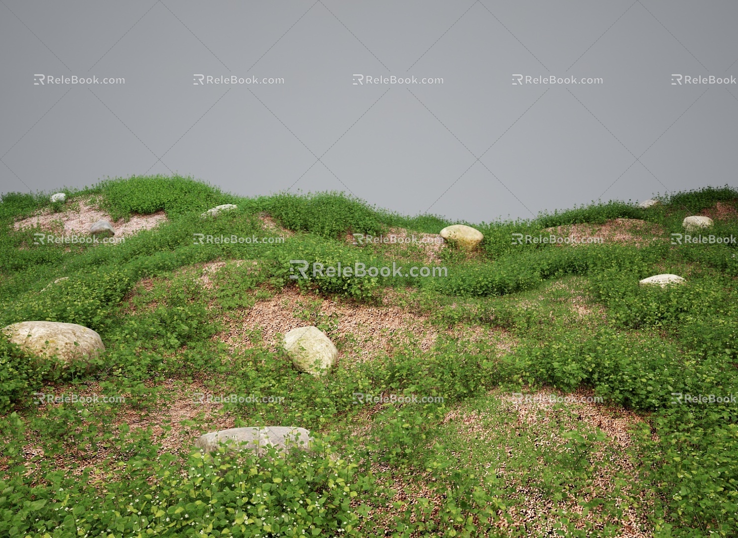 Modern Grassland Shrubs Grass Green Plant Shrubs 3d model