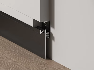 Modern Wall Corner Trim With Wooden Floor And Plain Wall 3d model