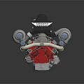 Precision Engineered Automotive Engine Components With Red Casing Silver Turbocharger And Metal Tubing