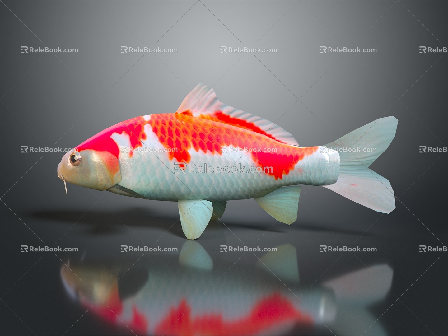 Modern Fish Cold Water Fish Goldfish Gold Grass 3d model