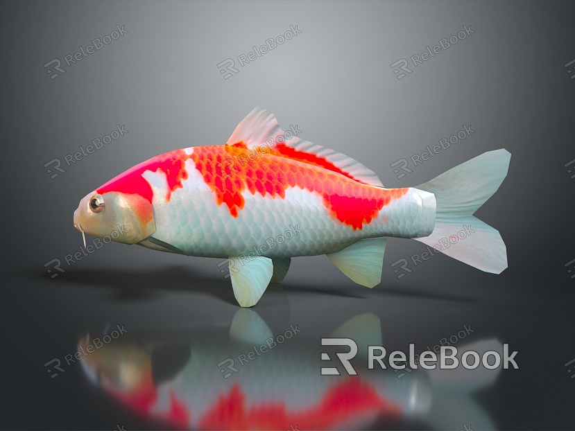 Modern Fish Cold Water Fish Goldfish Gold Grass model