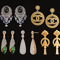 Fashionable Silver Gold Plated Earrings With Black Gemstone Crystal Green Stone Teardrop And Diamond