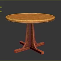 Round Wooden Table with Smooth Tabletop and Carved Legs in Classic Furniture Design