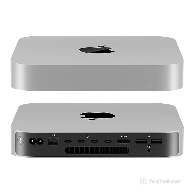 Apple Mac Mini Compact Desktop Computer With Silver Finish And Multiple Ports 3d model 