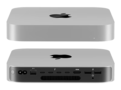 Apple Mac Mini Compact Desktop Computer With Silver Finish And Multiple Ports 3d model