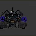 Armored Military Vehicle With Heavy Weapon System Multiple Wheels And Blue Mechanical Details
