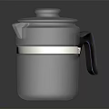 Frosted Transparent Glass Kettle With Black Handle White Lid And Metal Band
