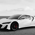White Sports Car With Sleek Exterior Black Wheels Red Brake Calipers And Open Sky