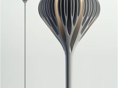 Modern Floor Lamp With Elegant Leaf Pattern Design And Metallic Stand Structure 3d model