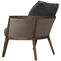 Modern Gray Accent Chair With Fabric Upholstery And Dark Wooden Legs