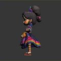 Traditional Woman Doll In Ornate Ethnic Costume With Decorative Headdress Colorful Skirt And Tiger Pouch