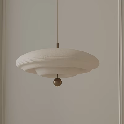 Minimalist Modern White Chandelier With Dome Design And Gold Sphere Detail 3d model