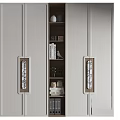 Elegant Modern Bookcase With Open Shelves Books Decorative Items And Marble Handles