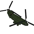 Green U.S. Army Twin Rotor Military Helicopter With Suspended Cylindrical Objects
