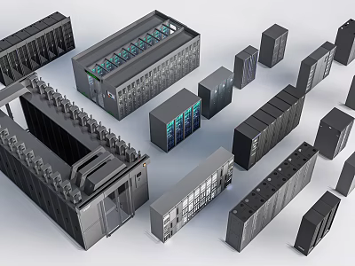 Modern Data Center Server Racks And Network Storage Equipment Setup 3d model