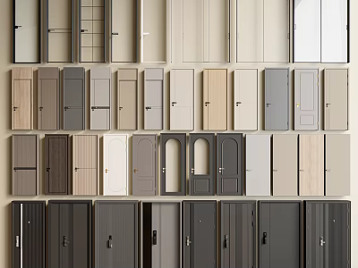 Double Doors Collection Showcasing Modern Styles Wooden Frames And Glass Panels 3d model