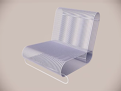 Modern Public Chair Design With Blue And White Striped Wire Structure 3d model