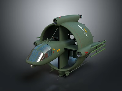 Green Futuristic Military Aircraft Model With Transparent Cockpit Multiple Engines And Detailed Design 3d model