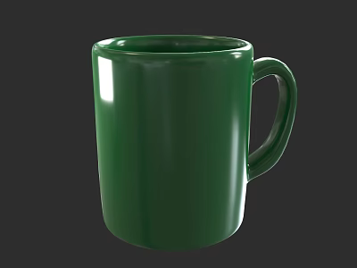 Green Ceramic Cup with Smooth Surface and Handle for Daily Use 3d model