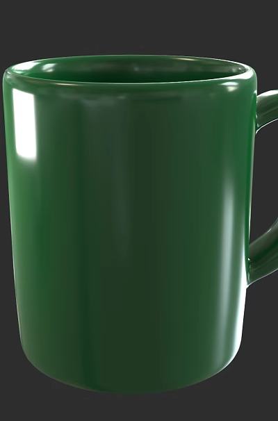 Green Ceramic Cup with Smooth Surface and Handle for Daily Use 3d model