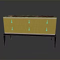 Pink Vertical Striped Cabinet With Marble Top And Gold Handles On Black Legs