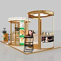 COLORET Cosmetics Exhibition Booth With Golden Frame Product Displays And Model