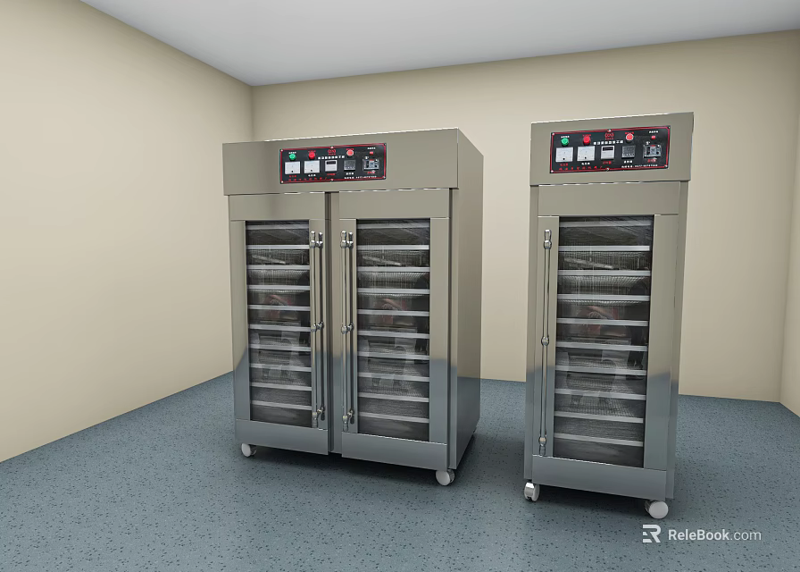 Two Stainless Steel Household Food Dehydrators With Glass Door Multi Layer Racks 3d model 