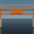 Activity Gateway With Orange Frame Billboard Traditional Roof Railings Blue Columns And Colorful Lion Statues