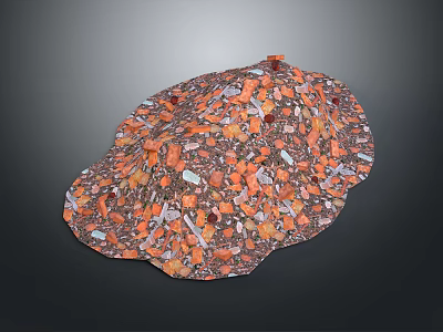 Vibrant Colorful Decorative Stone Sample With Orange Red White Fragments And Irregular Shape 3d model
