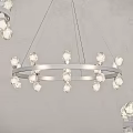 Modern Silver Metal Frame Chandelier with Transparent Crystal Decorations and Circular Design