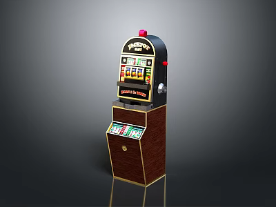 Classic Slot Machine With Coin Slot Lever Game Screen And Control Buttons 3d model