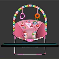 Pink Baby Bouncer With Colorful Hanging Toys And Lighted Base Design Features