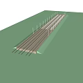 Railway Track Infrastructure With Multiple Parallel Tracks Utility Poles And Overhead Power Lines 3d model