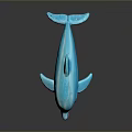 Vibrant Blue Dolphin Decorative Figurine With Glossy Surface And Pink Mouth Details