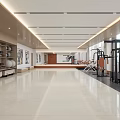 Spacious Modern Gym Interior With Fitness Equipment And Wall Art