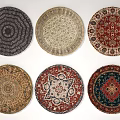 Round Rugs In Various Colors With Traditional Patterns And Decorative Designs 3d model