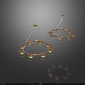 Modern Chandelier With Round Glass Shades And Stylish Metallic Frame Design