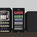 Black Wine Cooler Beverage Fridge and Compact Freezer for Home Storage 3d model