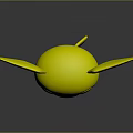 Cute Yellow Cartoon Character Creature With Big Blue And Black Ears And Round Eyes